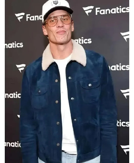 Super Bowl Party Tom Brady Blue Suede Jacket