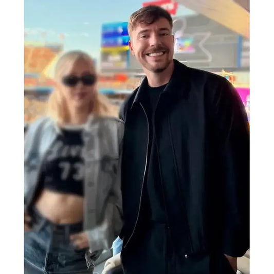 Super Bowl 2026 MrBeast Black Jacket