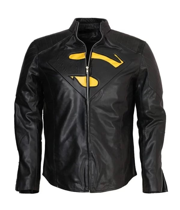 Superman Smallville Black Leather Jacket Cosplay Costume Max Jackets