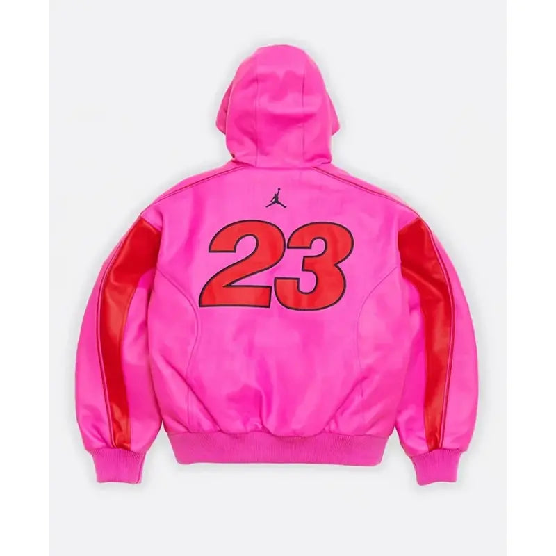 Supreme X Jordan Pink Hooded Leather Jacket