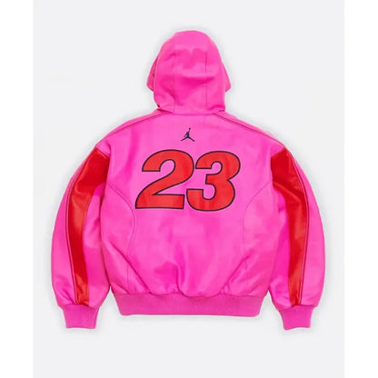 Supreme X Jordan Pink Hooded Leather Jacket