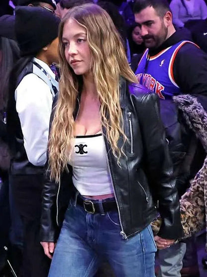 NBA Game 2025 Sydney Sweeney Leather Jacket Max Jackets