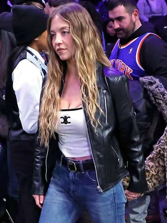 NBA Game 2025 Sydney Sweeney Leather Jacket Max Jackets