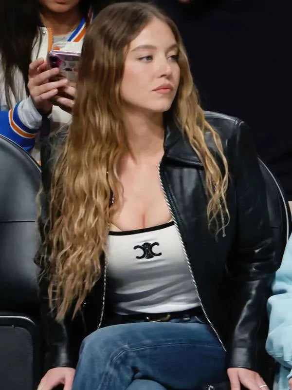NBA Game 2025 Sydney Sweeney Leather Jacket Max Jackets