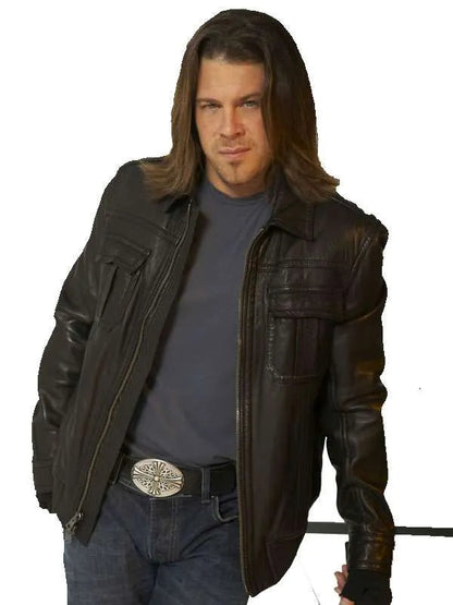 Eliot Spencer Leverage Redemption Black Leather Jacket Max Jackets