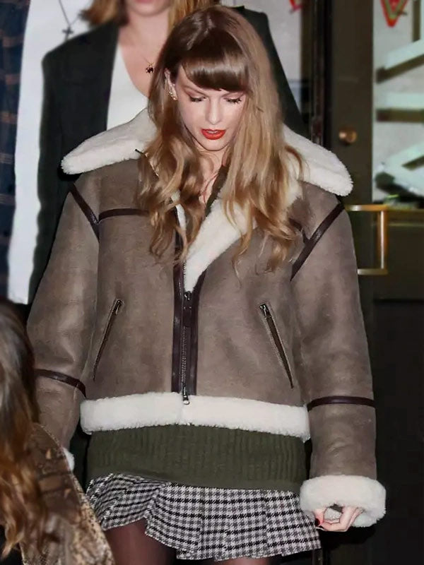 Taylor Swift NYC Shearling Brown Jacket Max Jackets