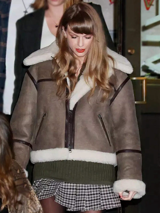 Taylor Swift NYC Shearling Brown Jacket Max Jackets
