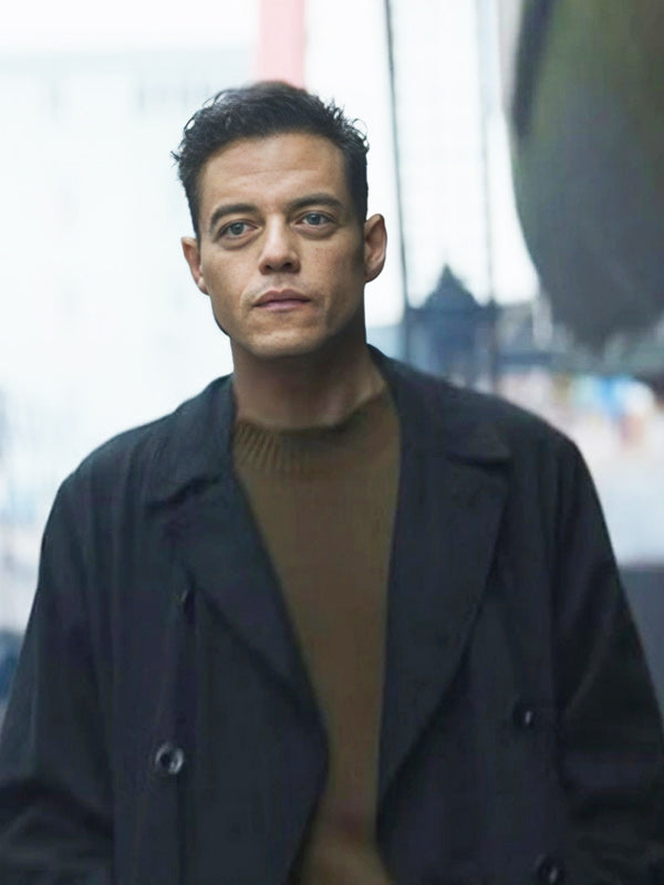 The Amateur 2025 Rami Malek Black Coat Max Jackets