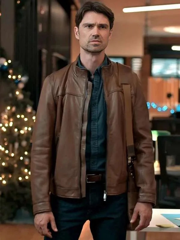 Corey Sevier The Christmas Charade 2024 Brown Leather Jacket Max Jackets