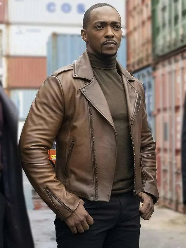 The Falcon and the Winter Soldier Anthony Mackie Brown Leather Jacket Max Jackets