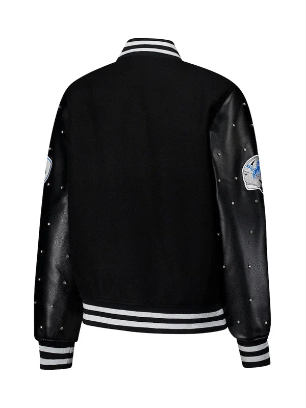 Detroit Lions Black Sparkle Varsity Jacket