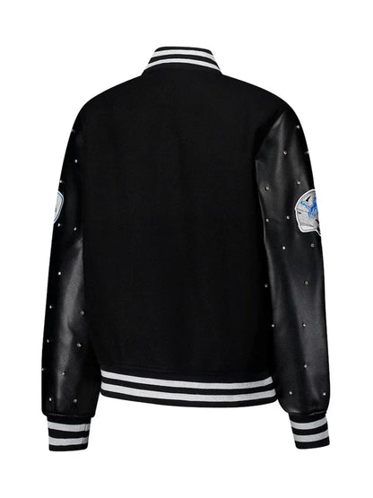 Detroit Lions Black Sparkle Varsity Jacket