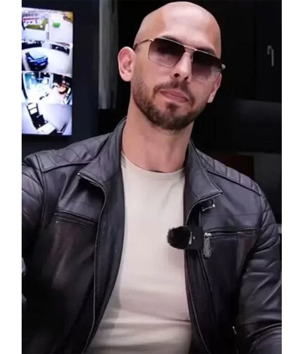 Top G Andrew Tate Black Leather Biker Jacket Max Jackets