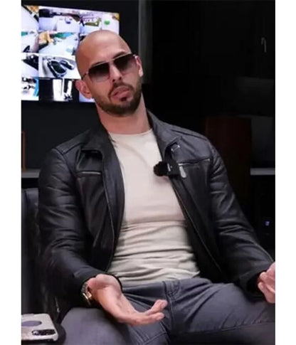 Top G Andrew Tate Black Leather Biker Jacket Max Jackets