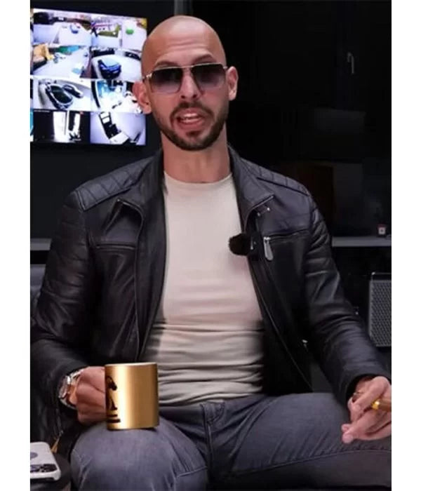 Top G Andrew Tate Black Leather Biker Jacket Max Jackets