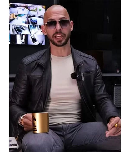 Top G Andrew Tate Black Leather Biker Jacket Max Jackets