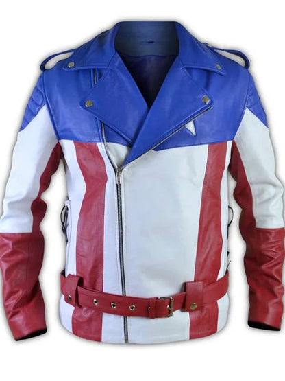 USA Flag Biker Leather Jacket Max Jackets