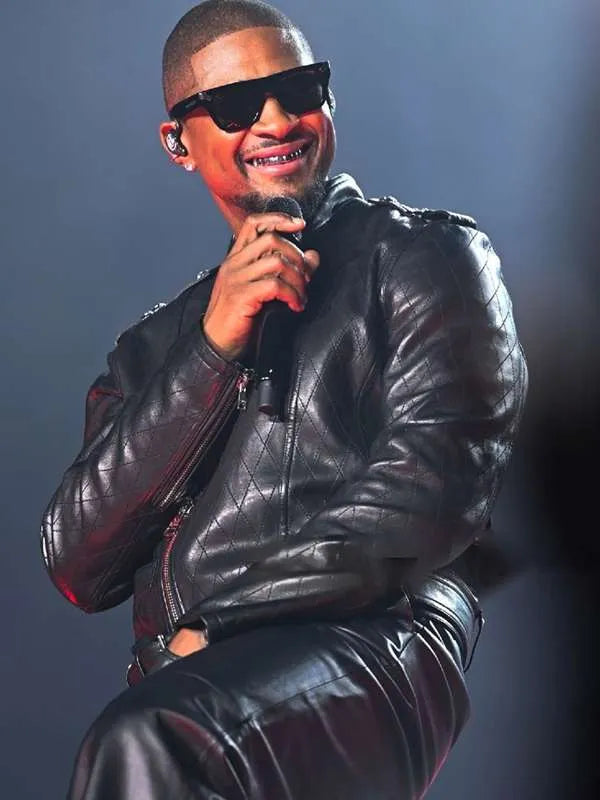 Usher Hot 107.9 Birthday Bash 2024 Black Leather Jacket Max Jackets