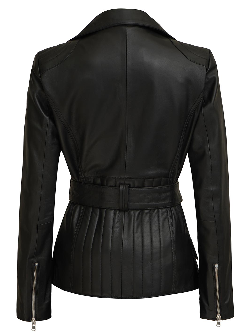 Victoria Women's Black Asymmetrical Leather Jacket | Biker Style