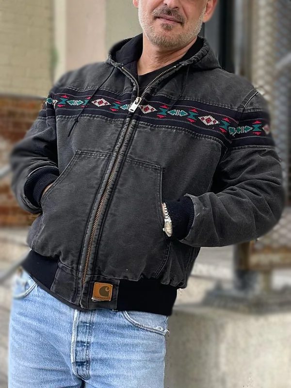 Vintage 90s Carhartt Aztec Pattern Canvas Zip Hooded Jacket Max Jackets