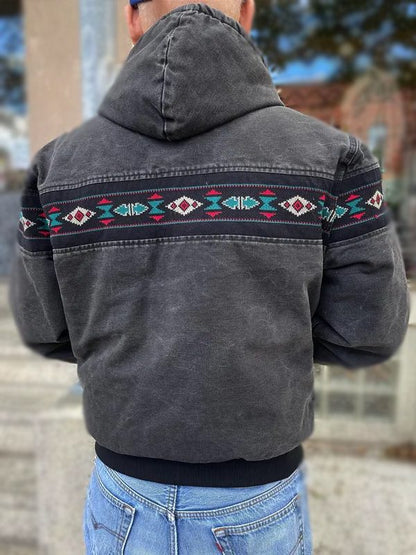 Vintage 90s Carhartt Aztec Pattern Canvas Zip Hooded Jacket Max Jackets