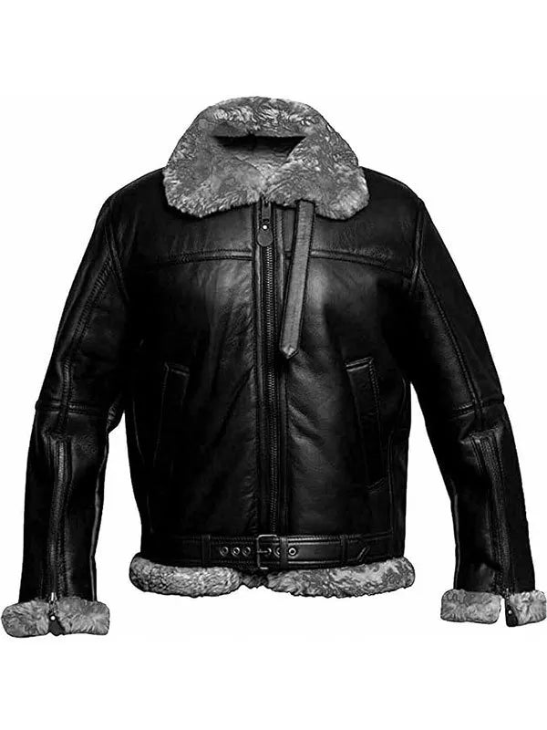 WW2 Aviator Fighter Pilots B3 Shearling Leather Jacket Max Jackets