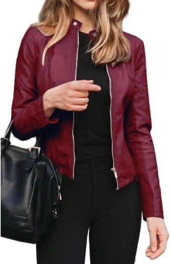 Women Real Soft Leather Blood Red Color Biker Jacket Max Jackets