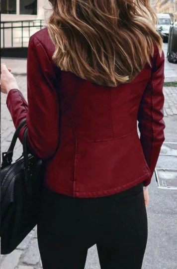 Women Real Soft Leather Blood Red Color Biker Jacket Max Jackets