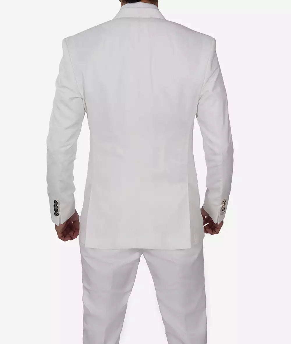 Antonio Men's Peak Lapel Off-White 3-Piece Slim Fit Suit