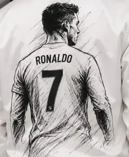Cristiano Ronaldo CR7 White Satin Bomber Jacket