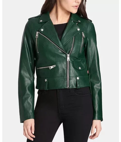 Rihanna Green Biker Jacket Max Jackets