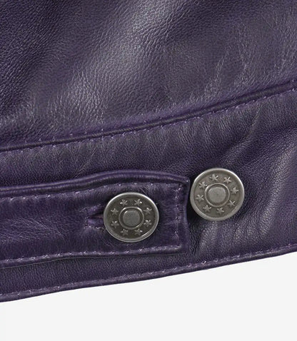 Women's Purple Leather Trucker Jacket