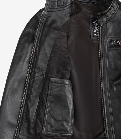 Women's Quilted Distressed Brown Real Lambskin Leather Biker Style Jacket
