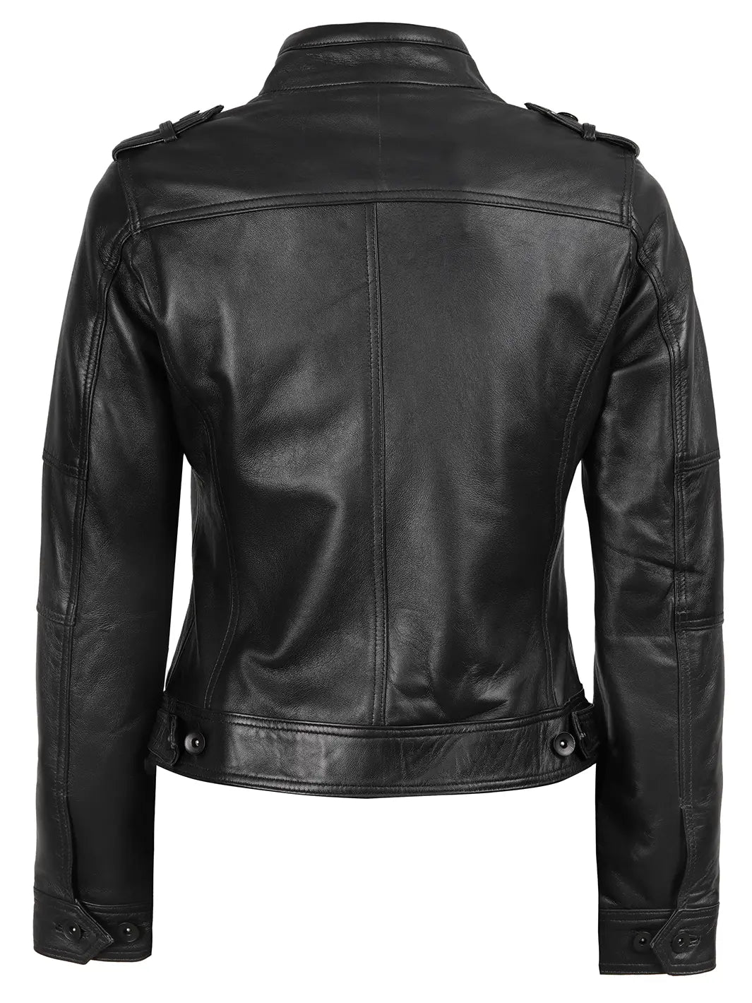 Tavares Womens Black Biker Style Leather Jacket
