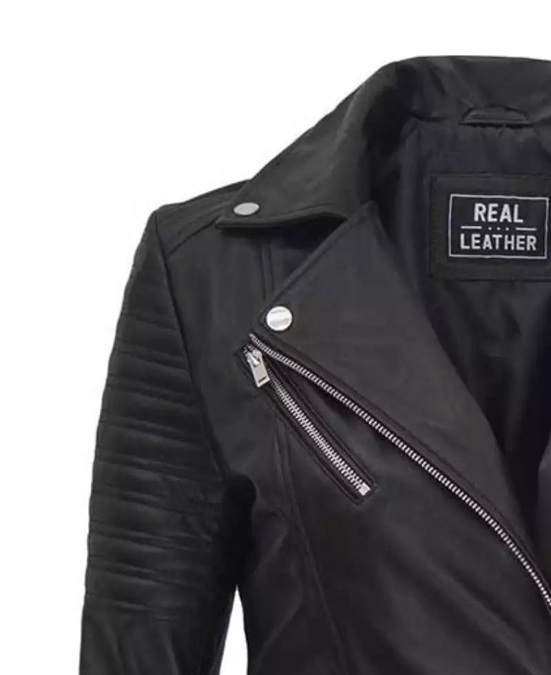 Women's Real Leather Black Asymmetrical Biker Style Jacket