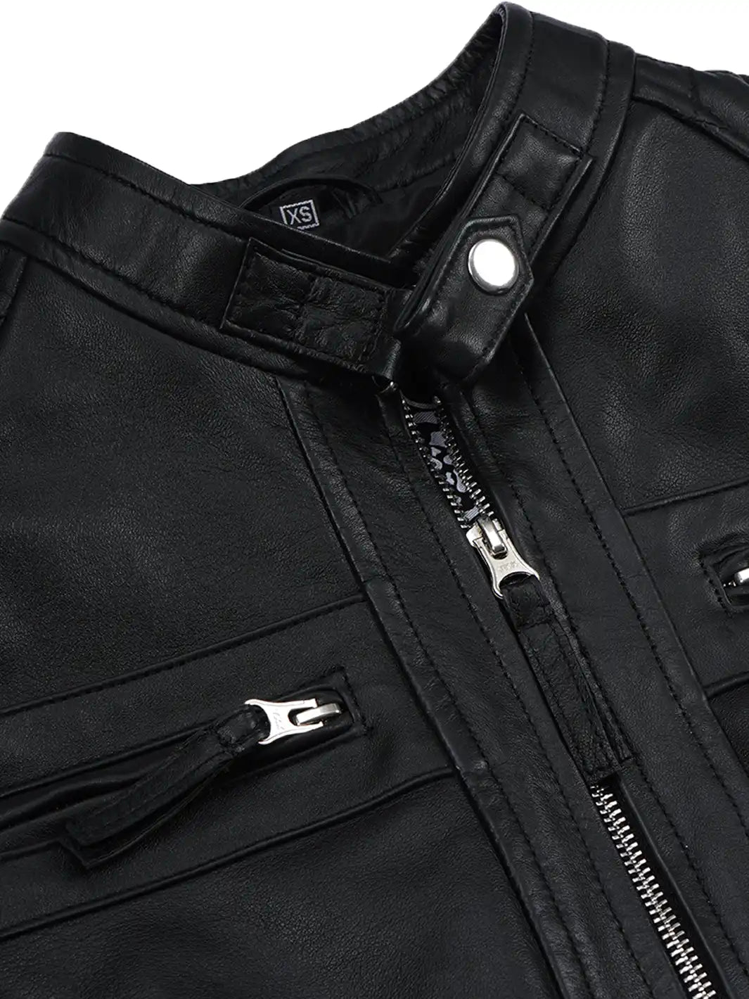 Women Black Quilted Biker Style Leather Jacket