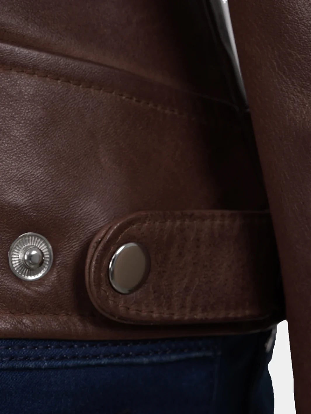 Dodge Womens Cognac Brown Biker Style Leather Jacket