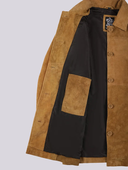 Women's Brown Suede Car Coat