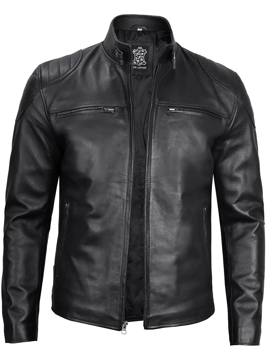 Vermont — Men's Deep Black Leather Biker Jacket