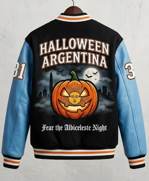 Halloween Argentina Spooky Fear The Albiceleste Varsity Jacket