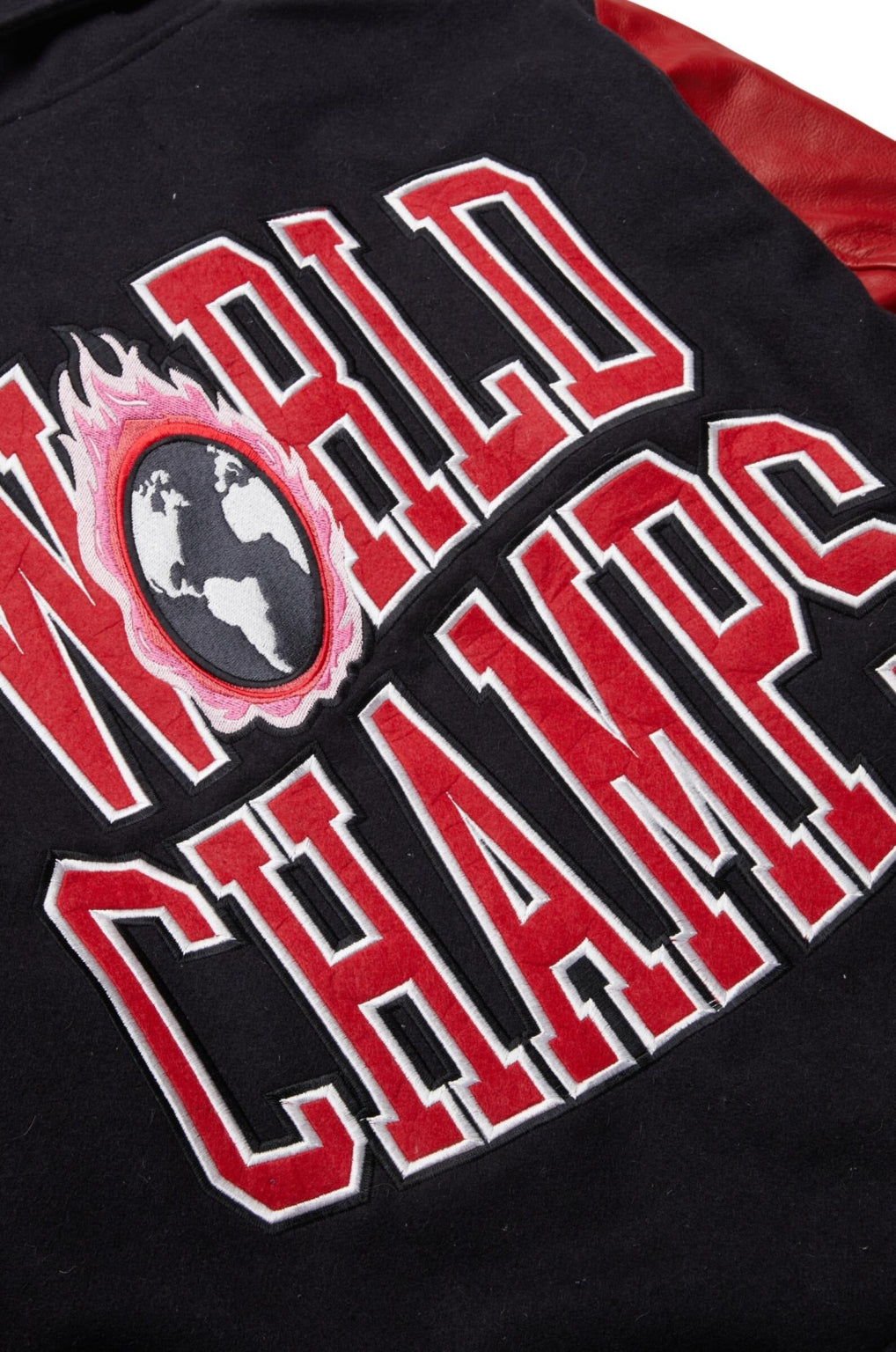 World Champs Homme Femme Letterman Black & Red Varsity Jacket Max Jackets