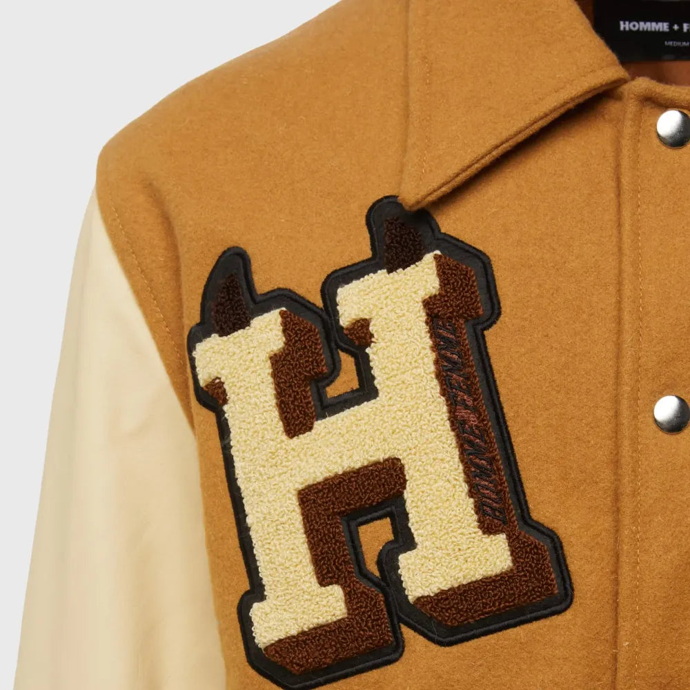 World Champs Homme Femme Letterman Brown & Camel Varsity Jacket Max Jackets