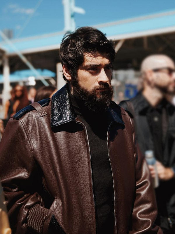 Zayn Malik Off-White Show Brown Jacket Max Jackets