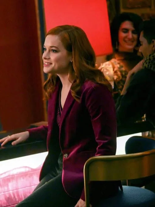 Zoey’s Extraordinary Playlist S2 Jane Levy Maroon Velvet Blazer Max Jackets