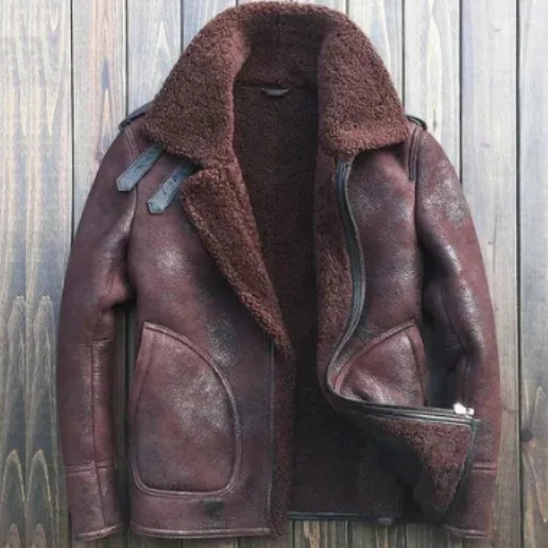 Aaron Burgundy Shearling Jacket Max Jackets