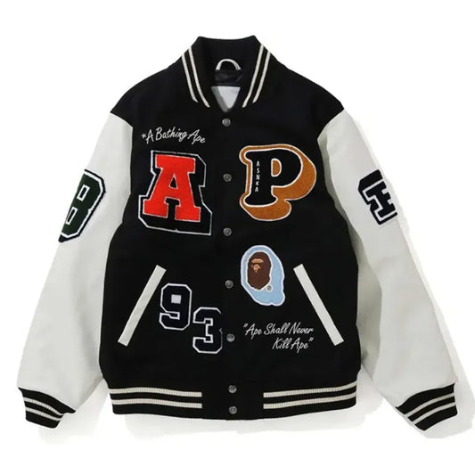 Crazy Bape Patch Varsity Jacket