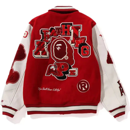Multi Motif Bape Wool Varsity Jacket