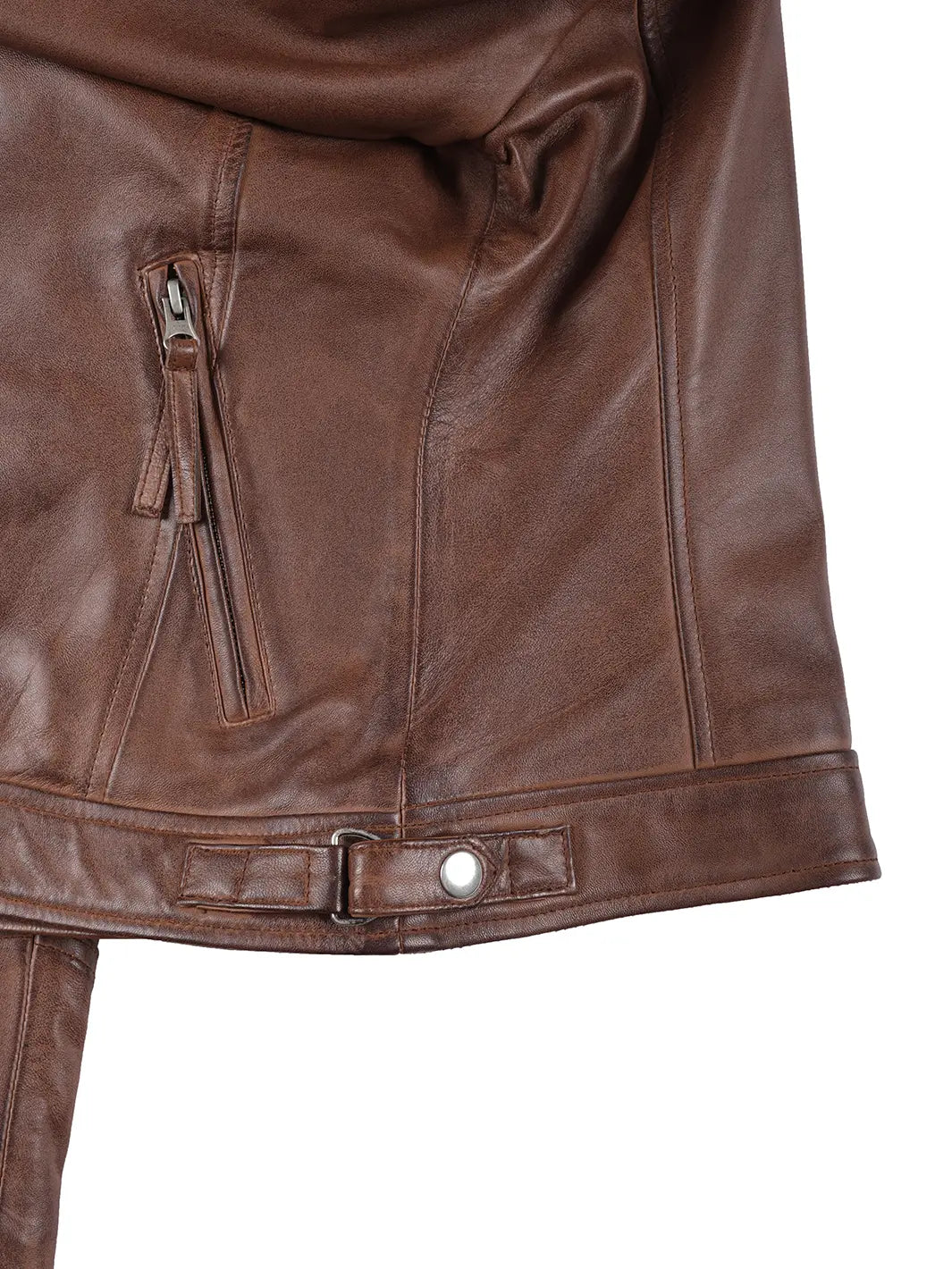 Women's Cognac Brown Leather Cafe Racer Jacket