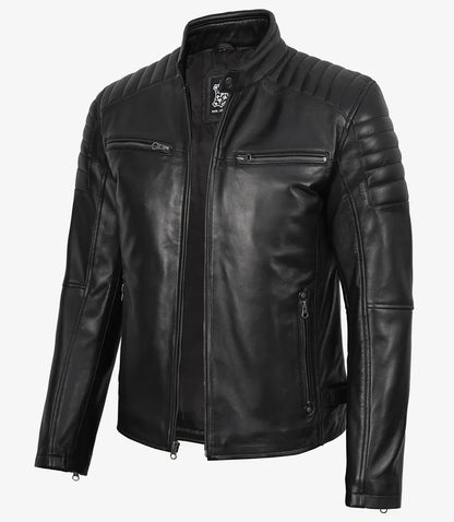 Men's Real Leather Black Biker Style Jacket