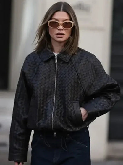 Sophia Geiss Woven Texture Black Jacket